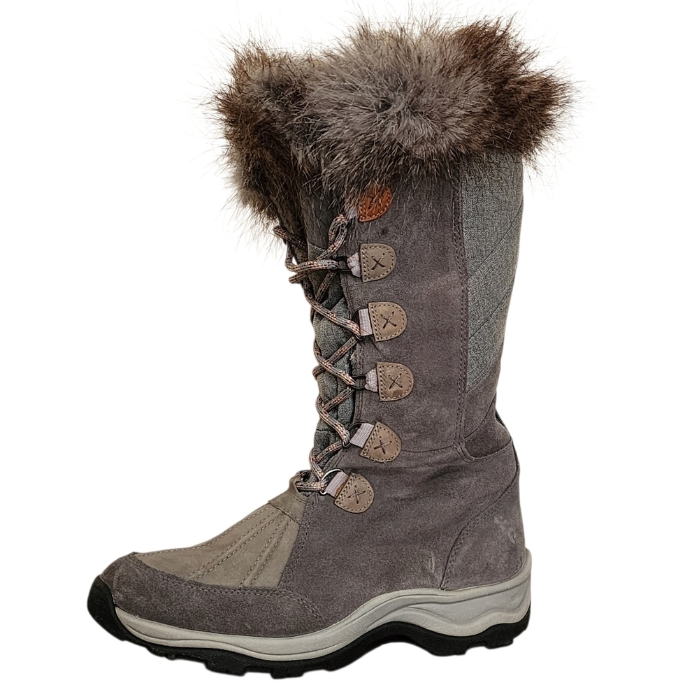 Women's Clarks Wintry Hi Tall Temps -20 C Grey Suede Winter Boots US 9.5 UK 7